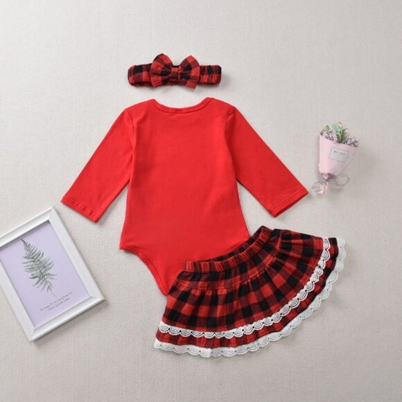 Girl girls baby Christmas Holidays Shine onesie skirt bow red gold cute new - Picture 2 of 9